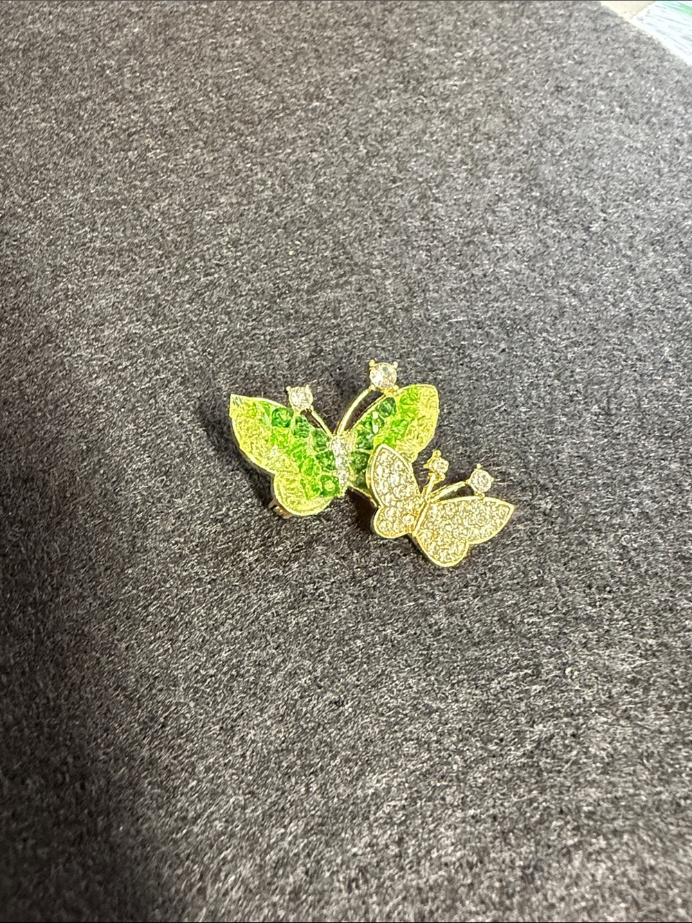 Green and Gold Butterfly Pin Brooch